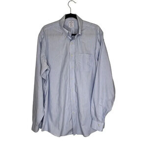 Brooks Brothers Men's Blue Striped Dress Shirt 16.5 Long Sleeve